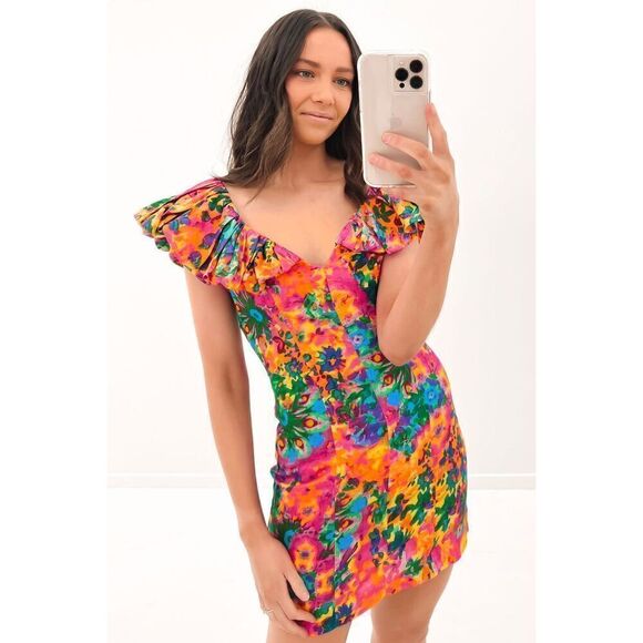 Elliatt The Kai Dress Multi Frill shoulder detail size S NWT$358 - Picture 1 of 9